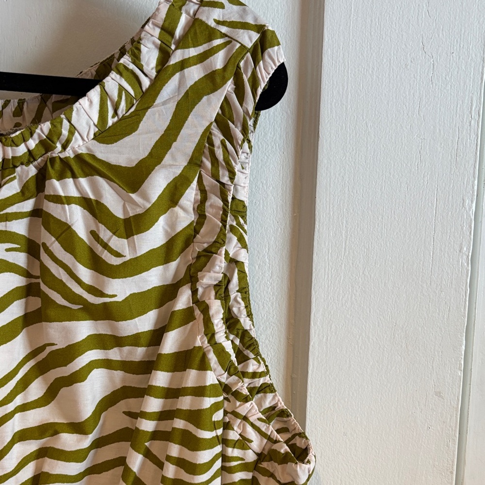 Anthropologie Green and Cream Zebra Print Sleeveless Dress 3X - Picture 5 of 13